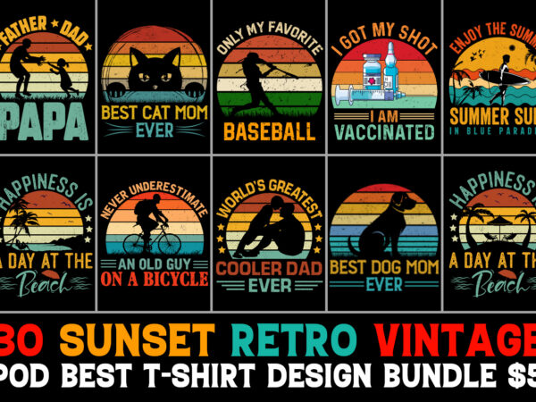 Vintage sunset t-shirt design bundle