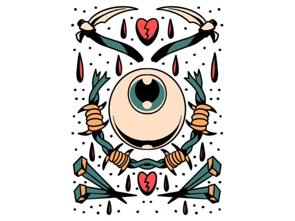 Bad eye tattoo flash t shirt template