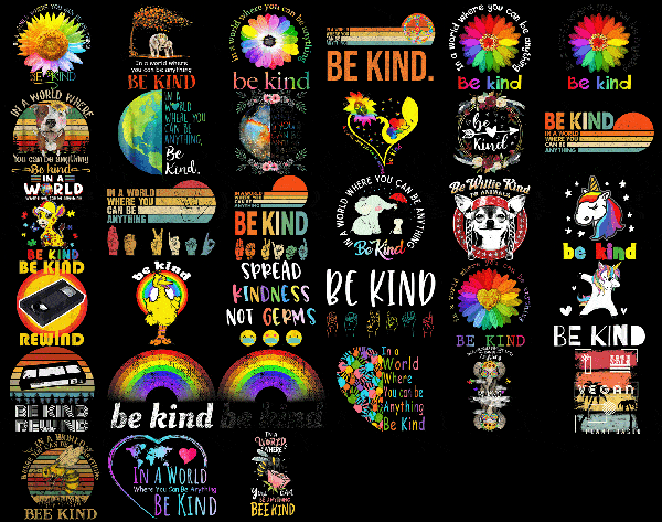 Bundle 75+ Be Kind PNG ,J ust Be Kind Png, Be Kind, Autism awareness, Puzzle piece, Tie dye, Digital download PNG