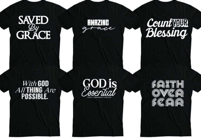 Christian bundle t-shirt design | pray more worry less | pray hard |god is great and almighty | saved by grace