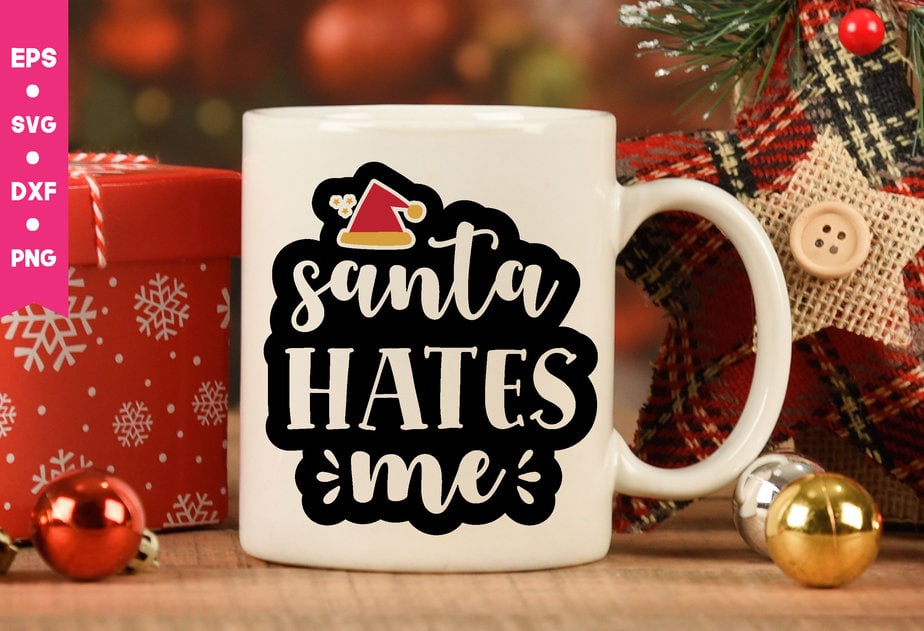 santa hates me svg,santa hates me t shirt design, Christmas t shirt ...