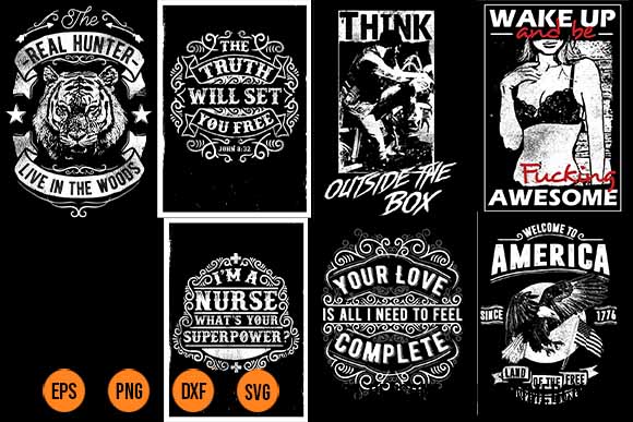 46 Tshirt Designs Bundle Vector Art