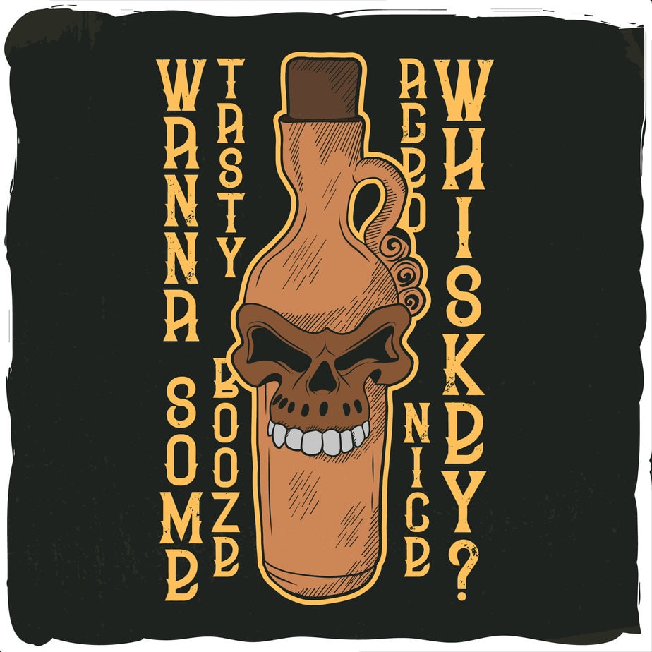 A bottle with a skull, whiskey, t-shirt design - Buy t-shirt designs