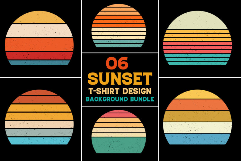 Sunset Retro Vintage Grunge Background Bundle for T-Shirt Design