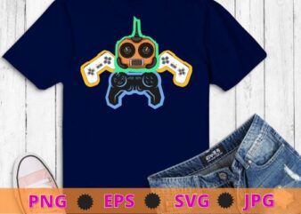 Video game remote control robot funny video gamer color T-shirt design svg, Video game remote control robot png