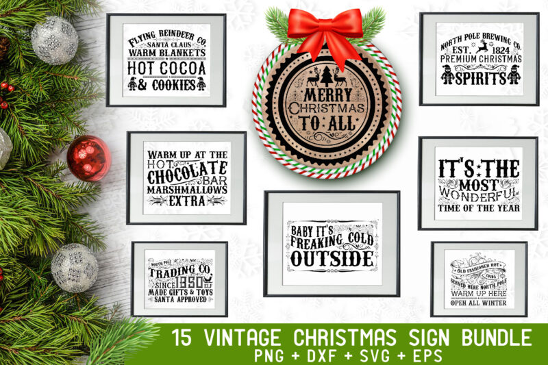 Vintage Christmas Sign Bundle