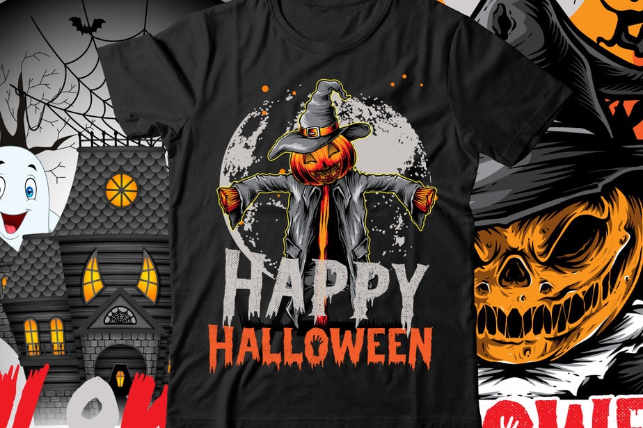 Happy Halloween T-Shirt Design , Halloween t-shirt design bundle ...