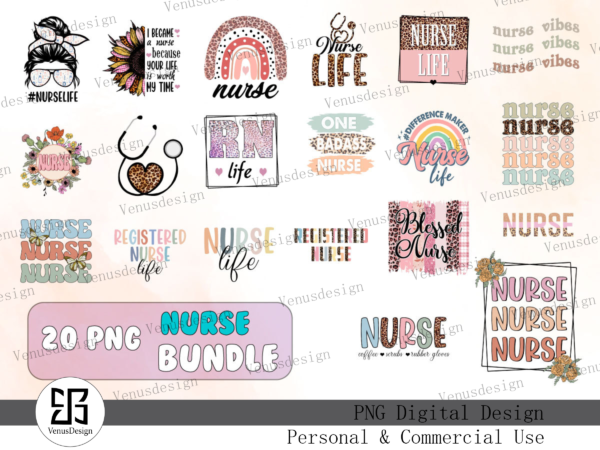 Nurse bundle sublimation tshirt design