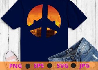 Peace sign fighter plane war creative T-shirt design vector svg