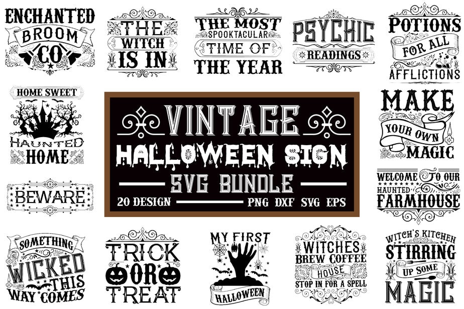 Vintage Halloween Sign SVG Bundle - Buy t-shirt designs