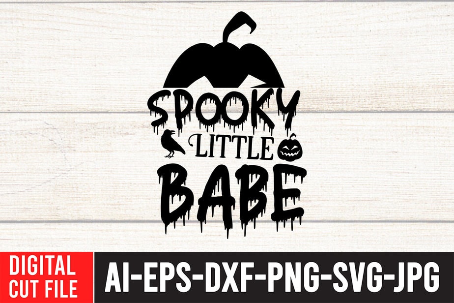 Spooky Little Babe T-shirt Design,Halloween Svg, Dinosaur Skeleton Svg ...