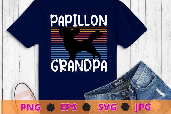 Papillon grandpa colorful papillon gifts dog grandfather t-shirt design svg, papillon dad, colorful, papillon gifts, dog daddy,