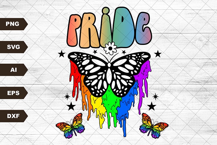 Pride SVG, LGBTQ+ SVG Sublimation Design, Say Gay SVG, Gay Pride SVG, Retro Pride SVG, Butterfly Rainbow SVG Design, Hippie SVG, Boho SVG