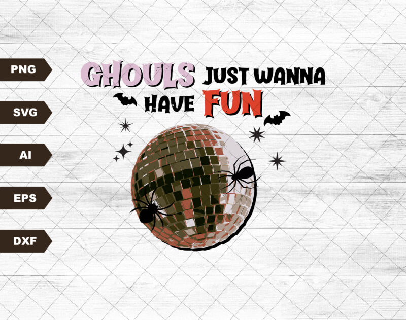 Halloween Svg Sublimation Disco Ball Ghouls Shirt Design