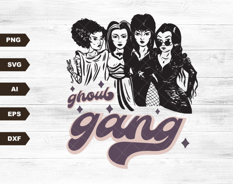 Ghoul Gang SVG, Halloween SVG File, Ghoul Gang, Retro Halloween SVG, Fall SVG, Autumn SVG, Ghoul Squad, Spooky Season SVG, Halloween SVG