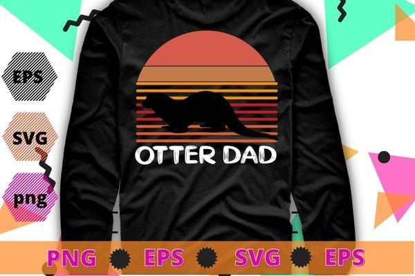 Vintage Otter dad gifts funny Sea Animal Otter Sunset T-Shirt design svg,