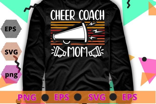 Cheer coach mom vintage funny Cheerleading megaphone T-shirt design svg, Assistant Cheer coach mom png, Funny, Sports Coaching, Cheerleading,