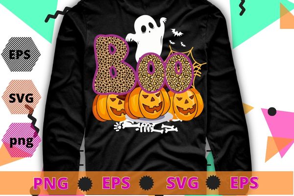 Boo halloween pumpkin funny ghost broken bone scary spider T-shirt design svg, Boo halloween, pumpkin, funny ghost, broken bone, scary spider,