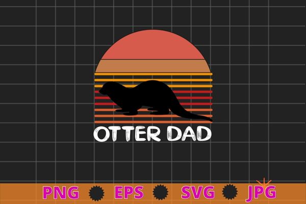 Vintage Otter dad gifts funny Sea Animal Otter Sunset T-Shirt design svg,