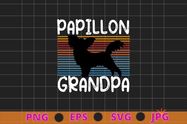 Papillon grandpa Colorful Papillon Gifts Dog grandfather T-Shirt design svg, Papillon dad, Colorful, Papillon Gifts, Dog daddy,