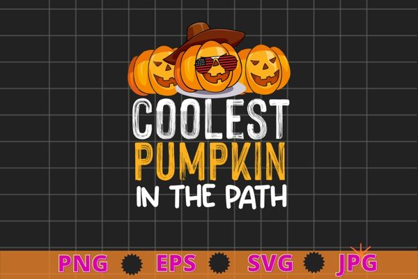 Kids coolest pumpkin in the patch toddler boys halloween kids t-shirt design svg, coolest pumpkin in the patch png, halloween cool pumpkin,