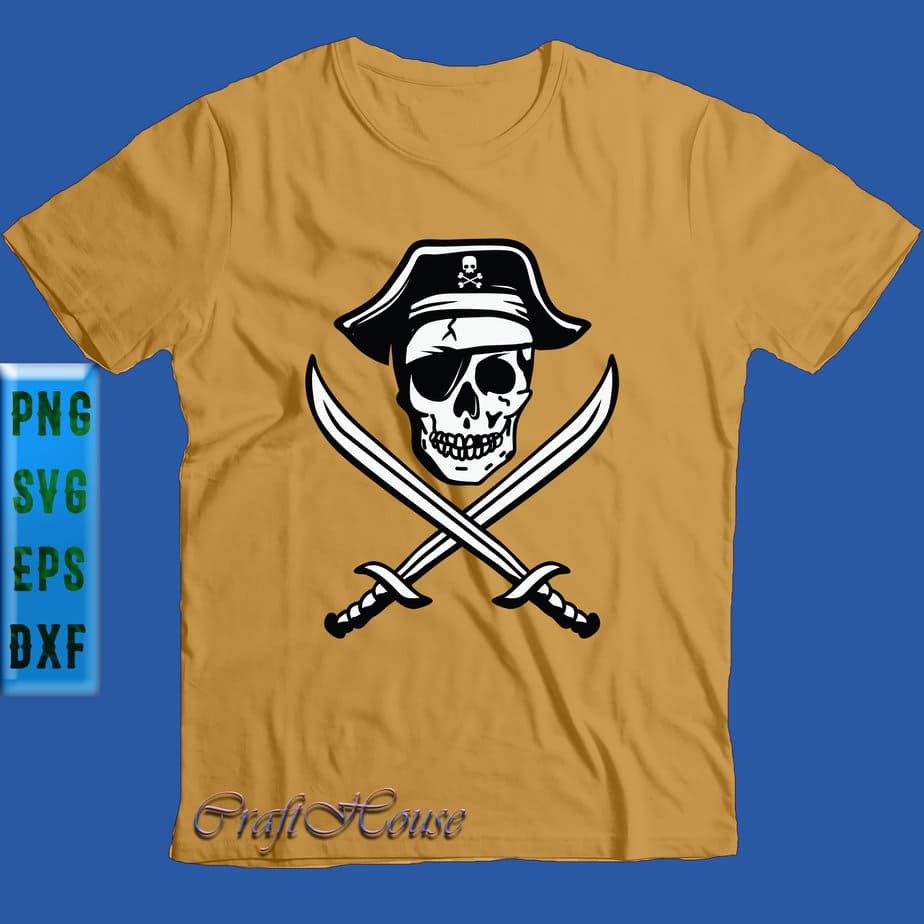Skull Pirate vector, Halloween Svg, Pirate Skull - Buy t-shirt designs