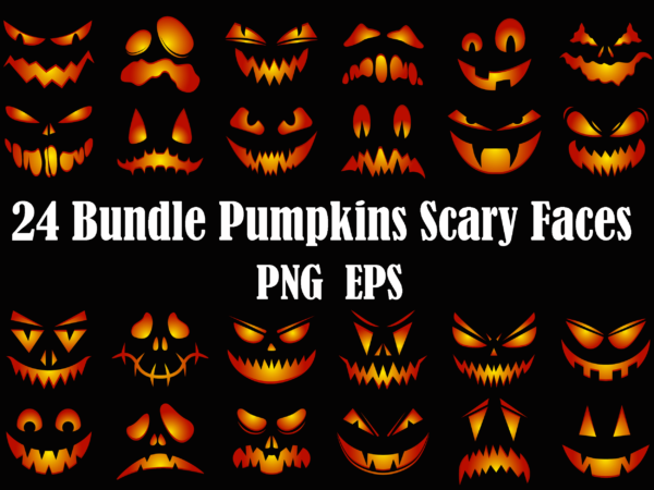 24 shades of pumpkin face on halloween, pumpkins scary faces bundle, spooky pumpkin faces, pumpkin bundles, halloween bundle, bundle halloween, halloween t shirt design