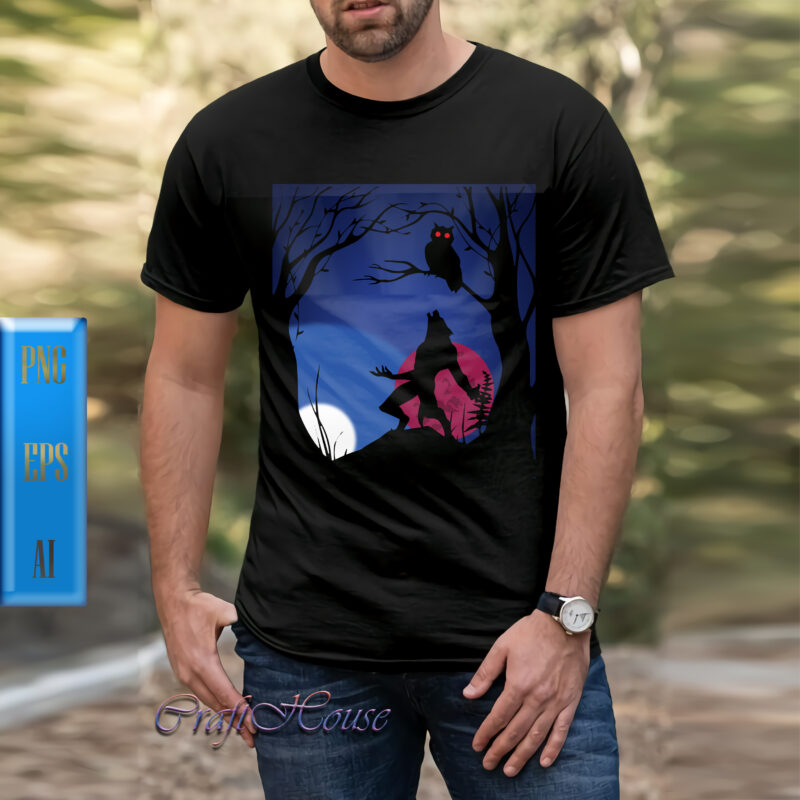 Wolf howling under the moon on Halloween night t shirt designs, Wolf Png, Halloween t shirt design, Halloween Night, Ghost, Halloween Png, Pumpkin, Witch, Witches, Spooky, Halloween Party, Spooky Season,