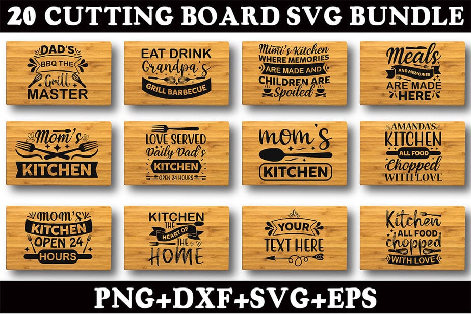 Cutting Board SVG Bundle, Kitchen Design SVG