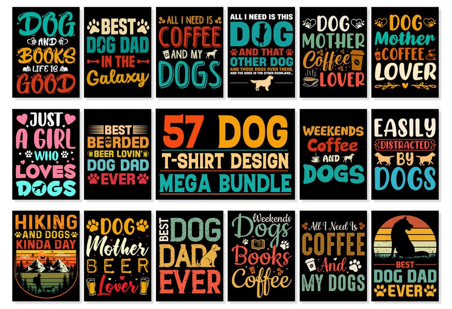 Dog T-Shirt Design Bundle-Dog Lover T-Shirt Design Bundle - Buy t-shirt ...