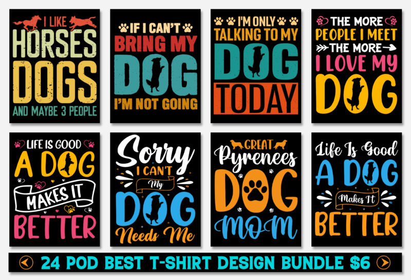 Dog T-Shirt Design Bundle