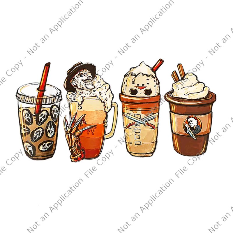 Horror Fall Coffee Pumpkin Spice Latte Iced Autumn Halloween Png, Horror Fall Coffee Pumpkin Png, Halloween Png, Autumn Png, Coffee Halloween Png