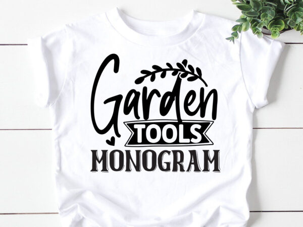 Garden tools monogram svg t shirt design template