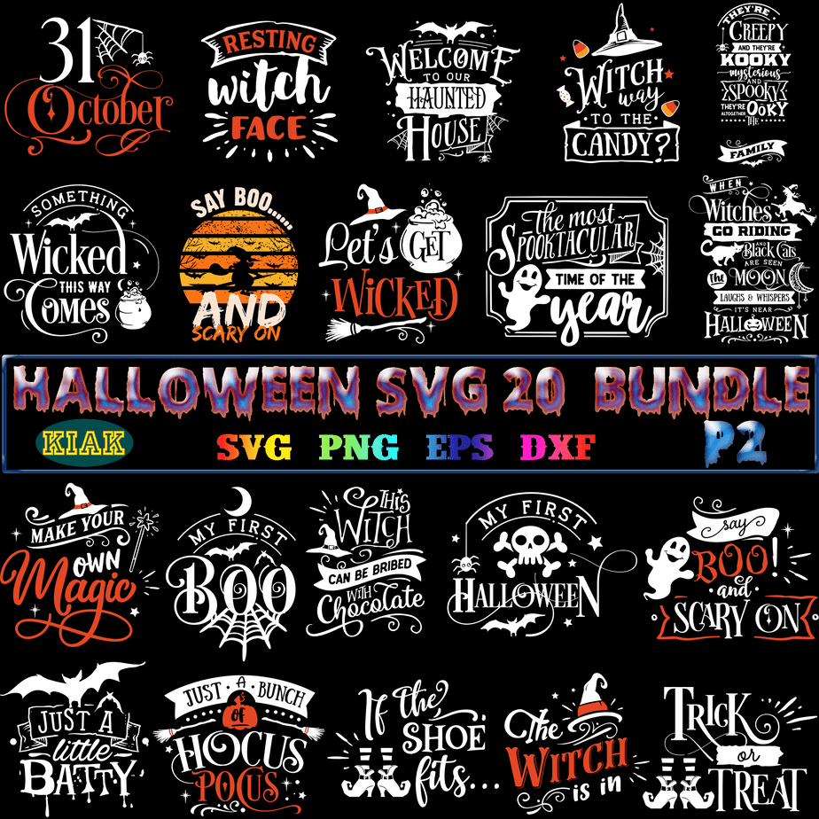 20 Bundle Halloween T Shirt Template Part 2, Bundle Halloween, Bundles 