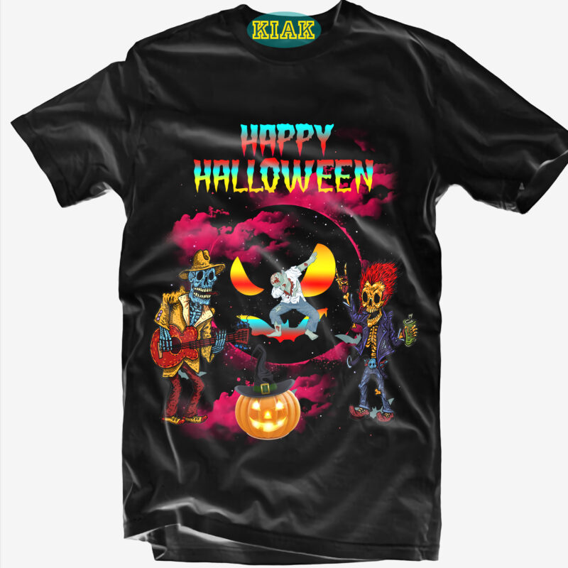 Zombies and pumpkins dancing on Halloween night, Scary moon in Halloween night, Halloween t shirt template, t shirt design Halloween Png, Halloween, Halloween death, Halloween Night, Halloween Party, Halloween Png,