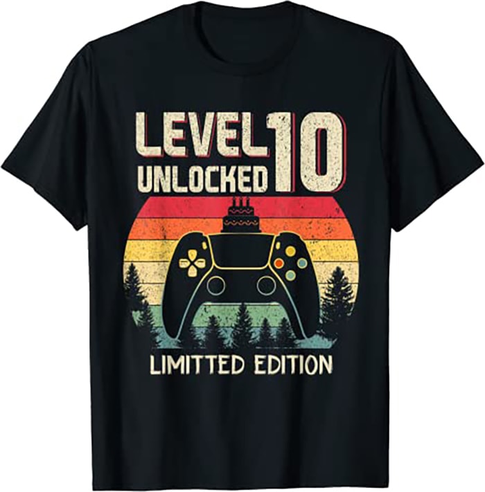 Level 10 Unlocked Video Gamer 10 Years Old 10 Birthday - Buy t-shirt ...