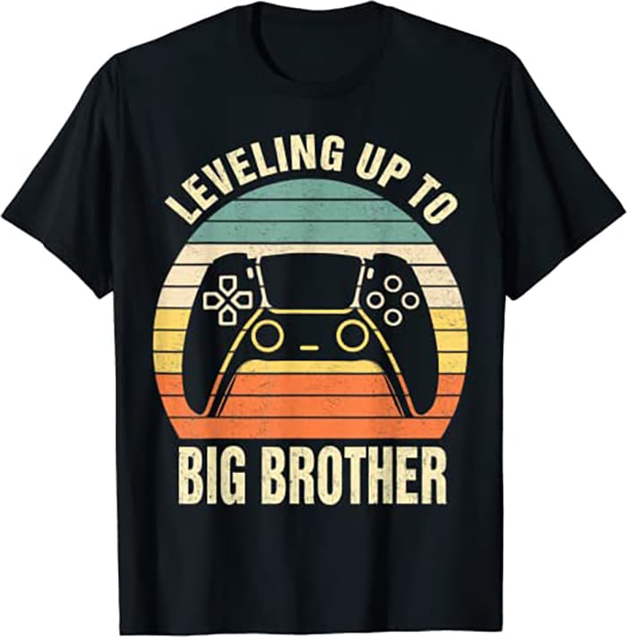 Leveling Up To Big Brother 2022 Funny Gamer Vintage Kids Men - Buy t ...