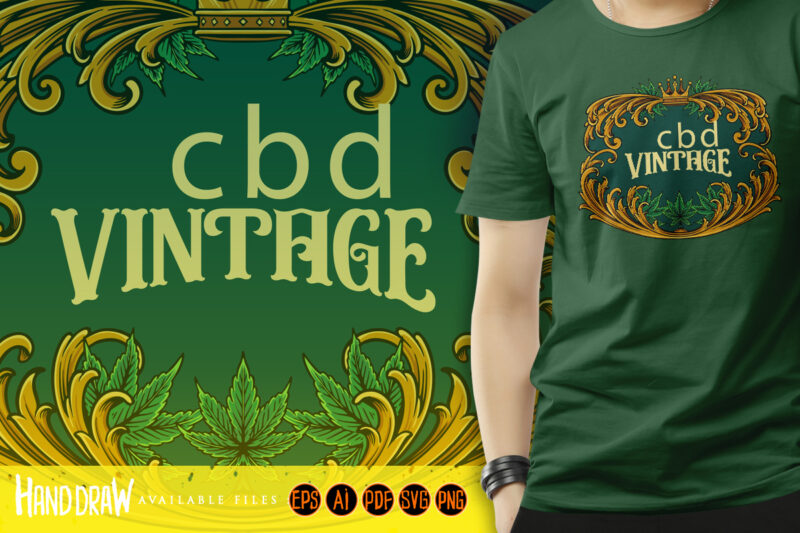 Luxury frame vintage cannabis flourish illustrations