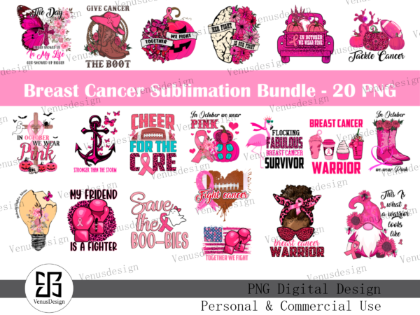 Breast cancer sublimation png bundle tshirt design