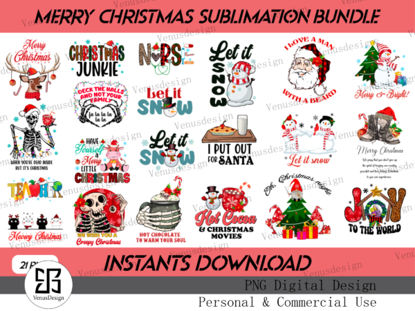 Merry christmas sublimation bundle tshirt design