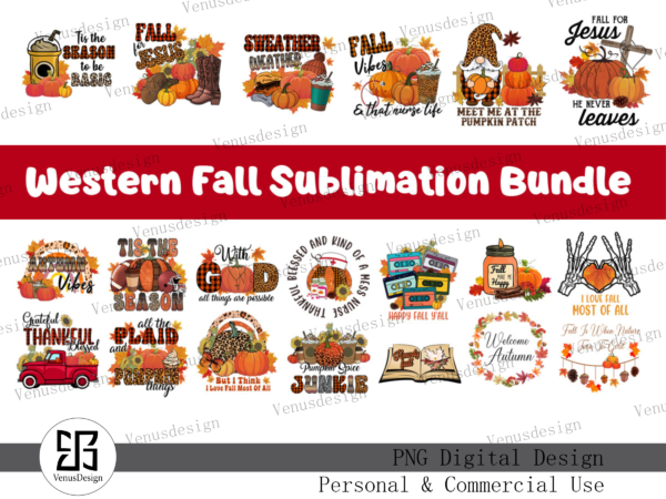 Western fall sublimation bundle tshirt design