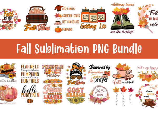 Fall sublimation png bundle tshirt design