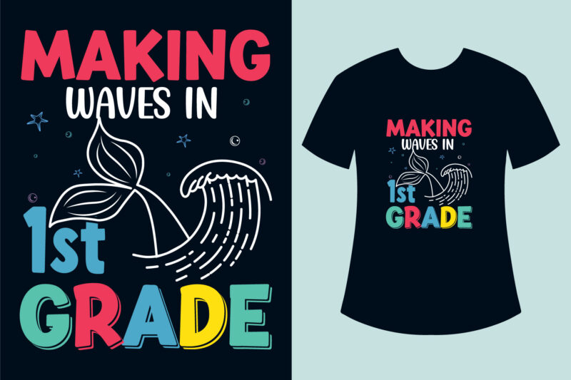 Back to school t shirt design bundle, Mermaid back to school t shirt designs