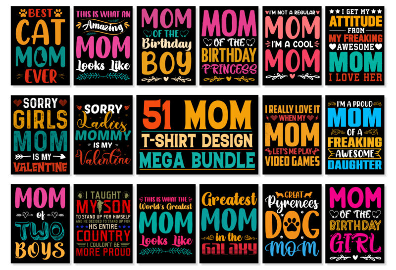 Mom T-Shirt Design Bundle-Mom Lover T-Shirt Design Bundle