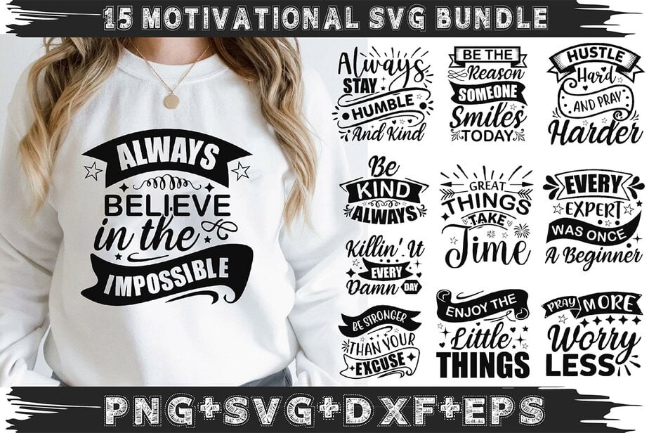 Motivational SVG Design Bundle - Buy t-shirt designs