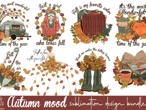 Autumn mood sublimation bundle t shirt vector