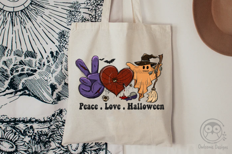 Peace Love Halloween Sublimation Designs