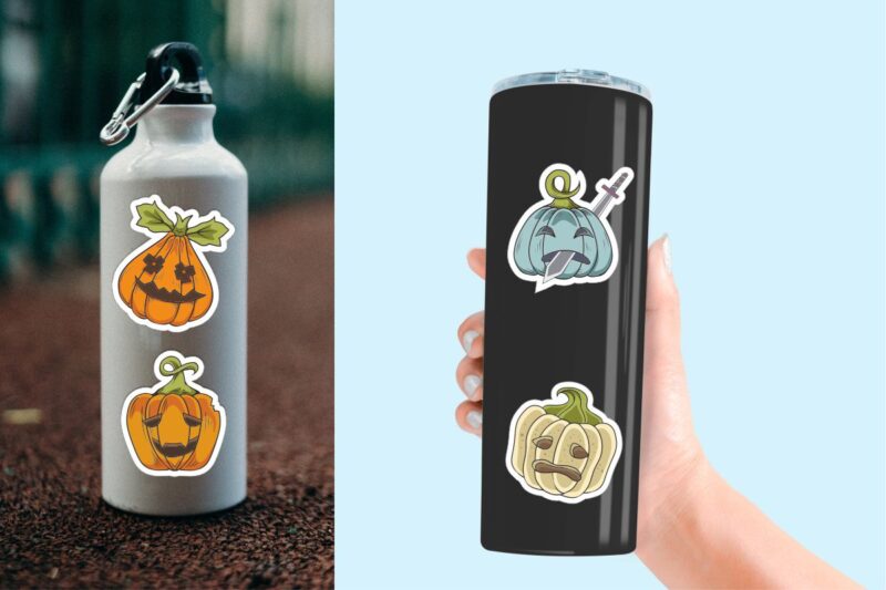 Halloween Pumpkin Character Stickers, Pumpkin Stickers Pack, Fall Sticker Designs