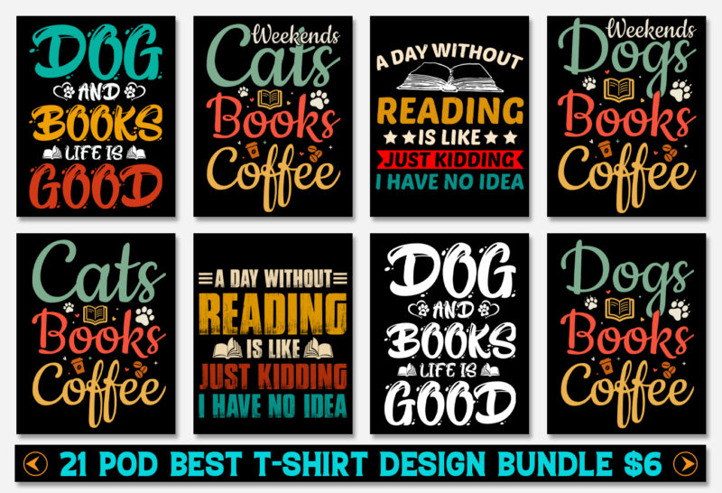 Reading Book Lover T-Shirt Design Bundle