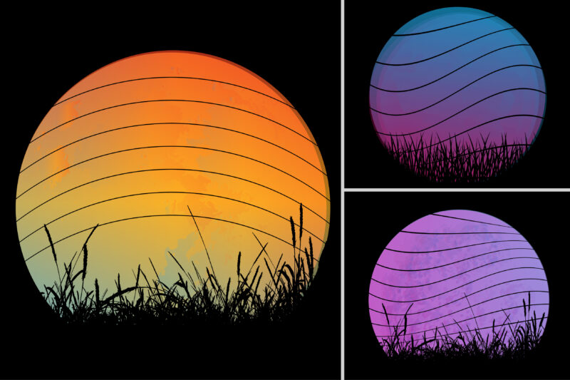 Retro Vintage Sunset Background Bundle for T-Shirt Design